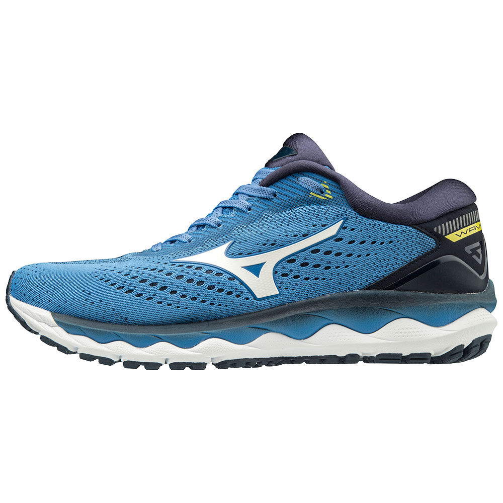 Panske Bezecke Topanky Mizuno WAVE SKY 3 Modre/Biele/Žlté Vypredaj QUKM12069